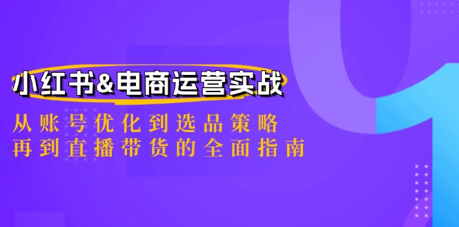 小红书&电商运营实战：从账号优化到选品策略，再到直播带货的全面指南-怡宝聊项目