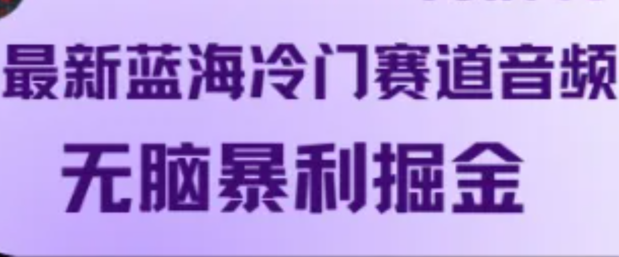 最新蓝海冷门赛道音频，无脑暴利掘金-怡宝聊项目