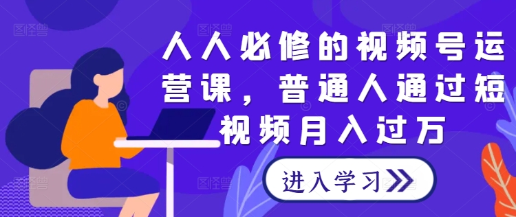 人人必修的视频号运营课，普通人通过短视频月入过万-怡宝聊项目