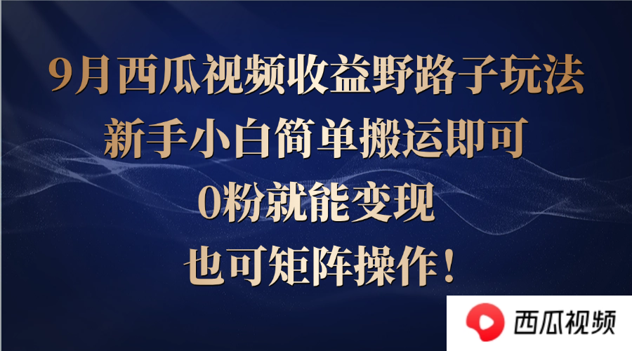 西瓜视频收益野路子玩法，新手小白简单搬运即可，0粉就能变现，也可矩…-怡宝聊项目