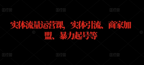 实体流量运营课，实体引流、商家加盟、暴力起号等-怡宝聊项目