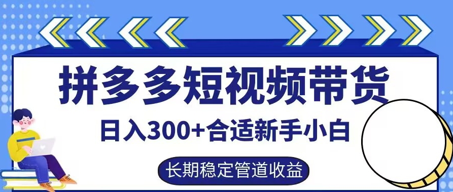 拼多多短视频带货日入300+有长期稳定被动收益，合适新手小白【揭秘】-怡宝聊项目